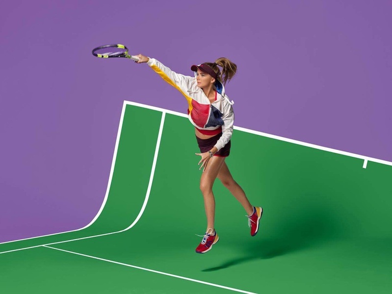 tennis outfit, tennis skirt, sports jacket, athletic skirt, tennis apparel, activewear set, new arrival, brand awareness, editorial, lifestyle, energetic, bold, purple, green